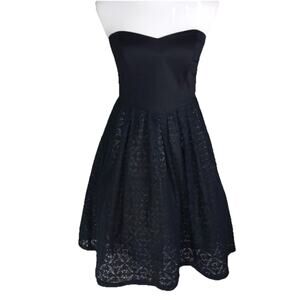 Anthropologie MOULINETTE SOEURS Black Nude strapless Short dress Sz 4 Party Prom